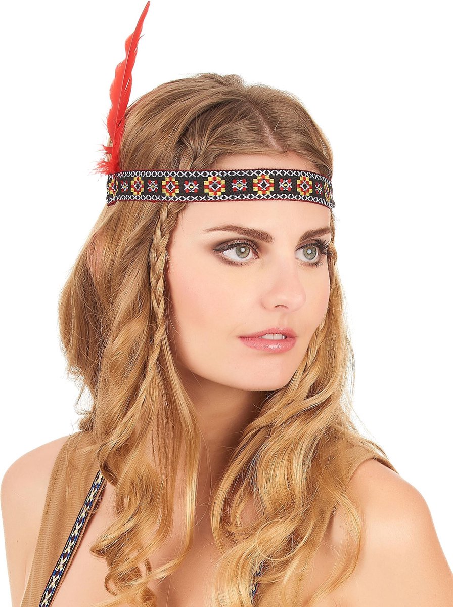 Elite - Indiaanse hoofdband met veer - Accessoires > Haar & hoofdbanden